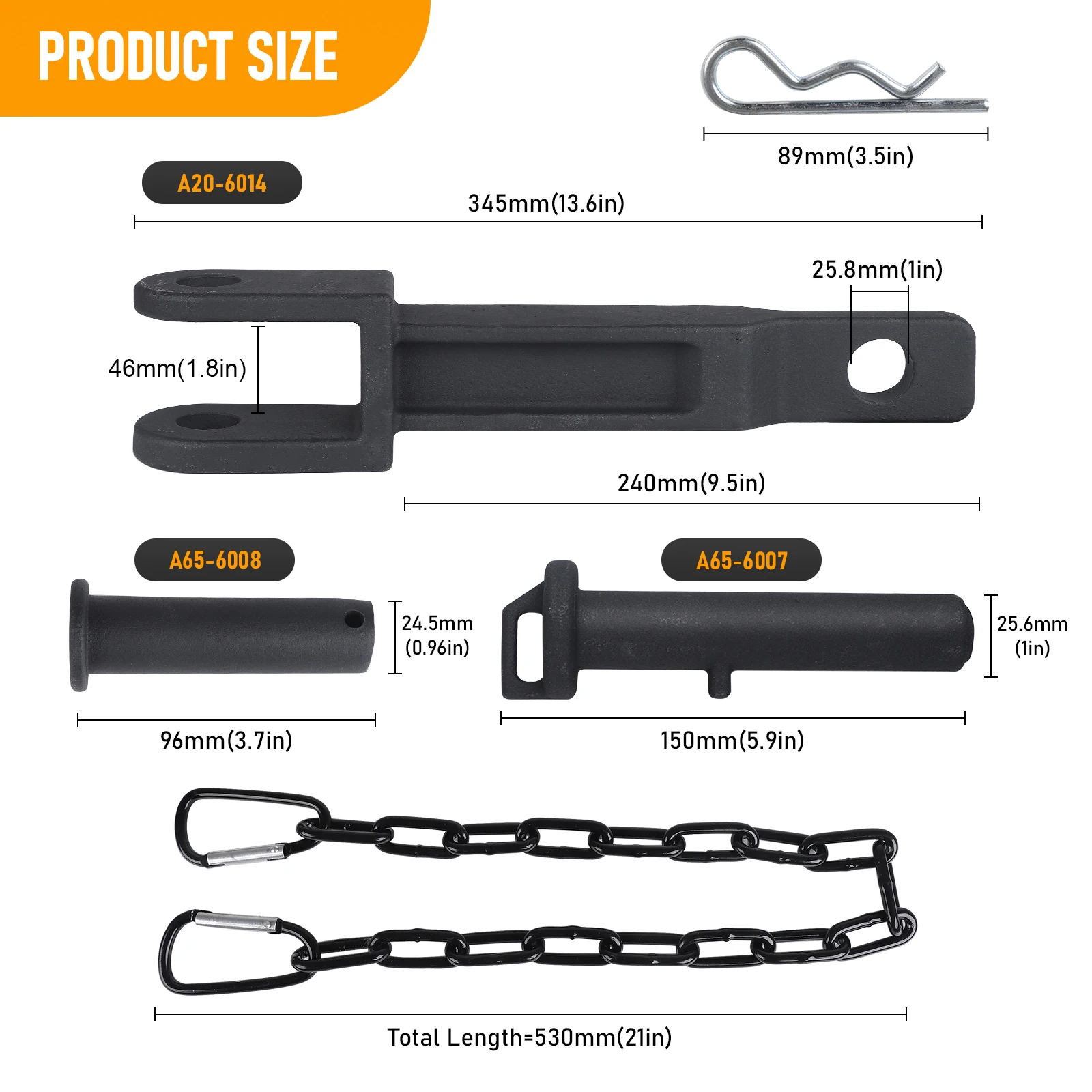 Наборы черных железных буксирных крючков с тяговым штифтом и рамы для грузовика