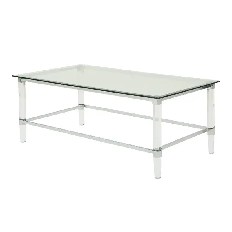 

Tempered Glass Rectangular Coffee Table with Acrylic and Iron Accents