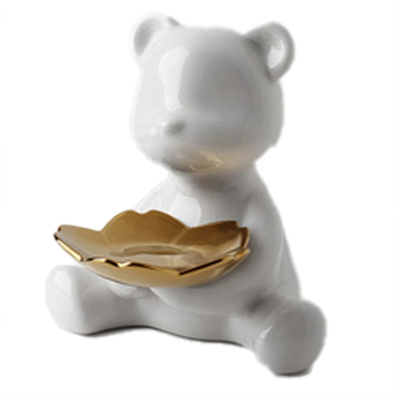 

Nordic Luxury Electroplating Bear Home Decoration Creative Entrance Key Storage Decoration Valentine's Day Present