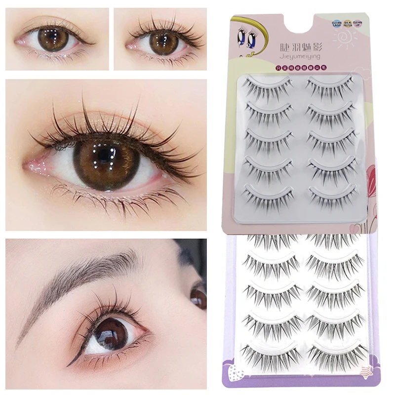 

New 3/5 Pairs Natural False Eyelashes Fairy Manga Lashes Little Devil Eyelashes Handmade Cross Eyelash Daily Makeup Tools