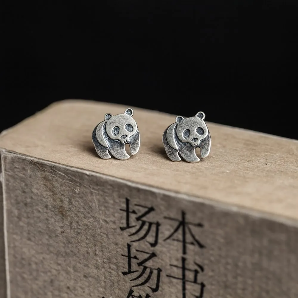 

Женские серьги-гвоздики в виде панды, из серебра 925 пробы