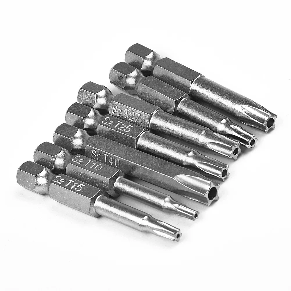 

7Pcs 50mm 1/4" Torx Screwdriver Bit Set Hex Shank Star Magnetic Screwdriver Bits T10-T40 Repair Tools Household Hand Tools