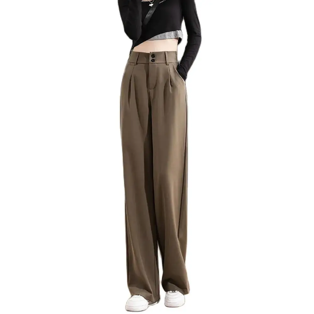 Женские Костюмные прямые брюки цвета хаки черные серые широкие для женщин 2022