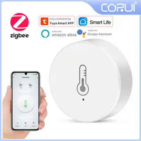 CORUI ZigBee умный датчик температуры и влажности на батарейках Tuya SmartLife приложение беспроводной пульт дистанционного управления через Alexa Google ...