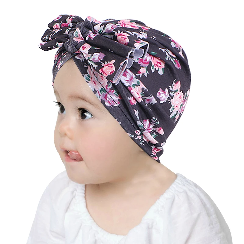 

Cute Kids Flower Turban Baby Beanie Head Wrap Soft Kids Bonnet Toddler Cap For 1-5 Years Old Headbands Headwear Accessories