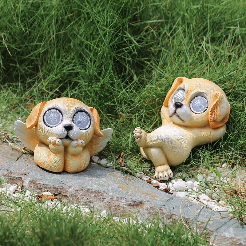 

Simulation Pastoral Outdoor Small Yellow Dog Creative Solar Energy Small Garden Pond Balcony Decorative Resin Crafts Ornaments