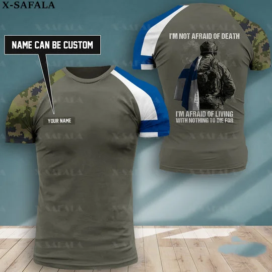 

Футболка с 3D-принтом финского флага, солдата-армии, летняя повседневная футболка с круглым вырезом для мужчин и женщин, 1
