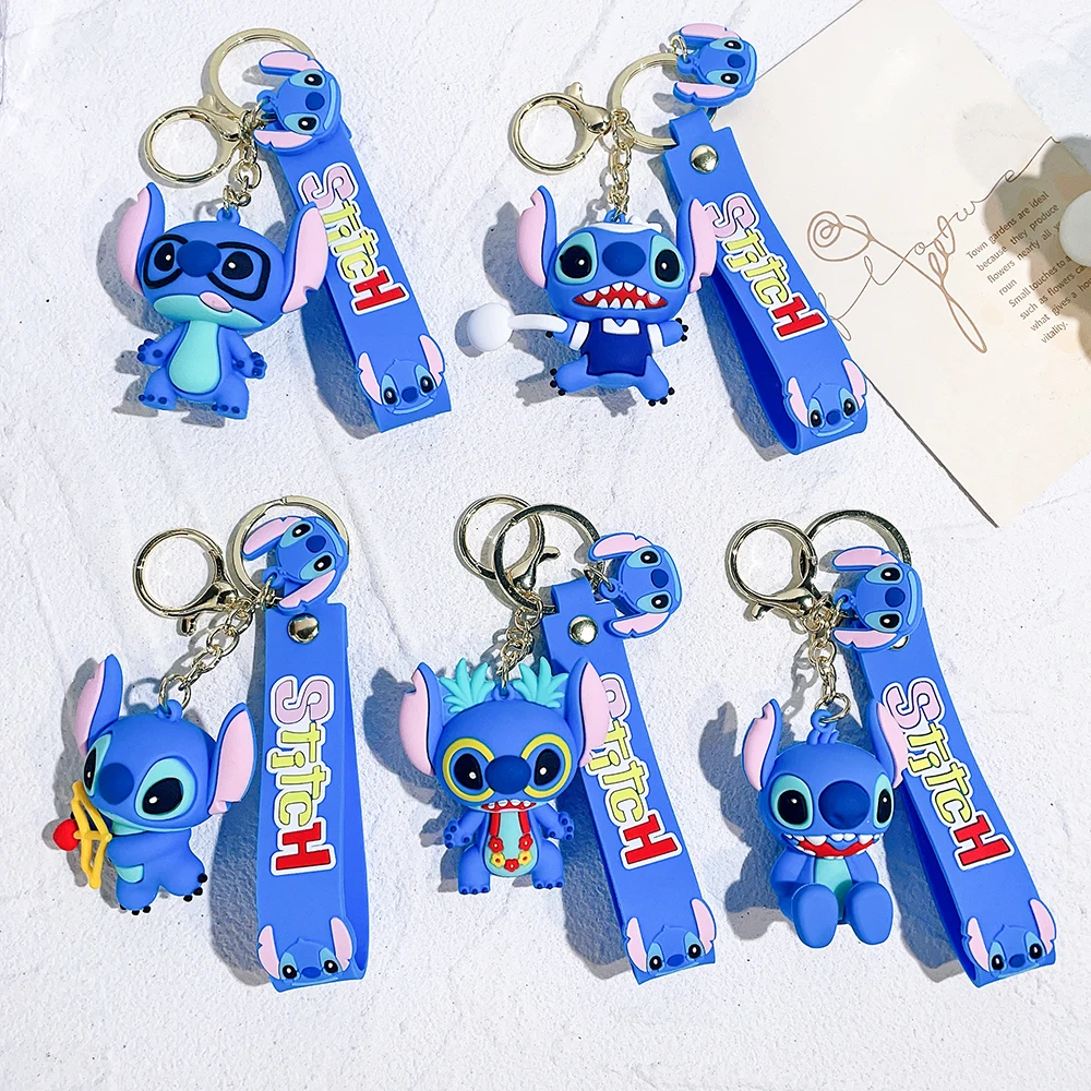 

Disney Anmie Lilo & Stitch Figure Keychain Cute Stitch Doll Penant Keyrings for Car Key Holders Accessories Children's Gift