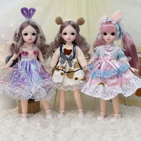 bjd doll 30cm doll 6 points 21 movable joints 3d real eyes makeup girl cute dress doll princess fashion dress diy toy gift girl