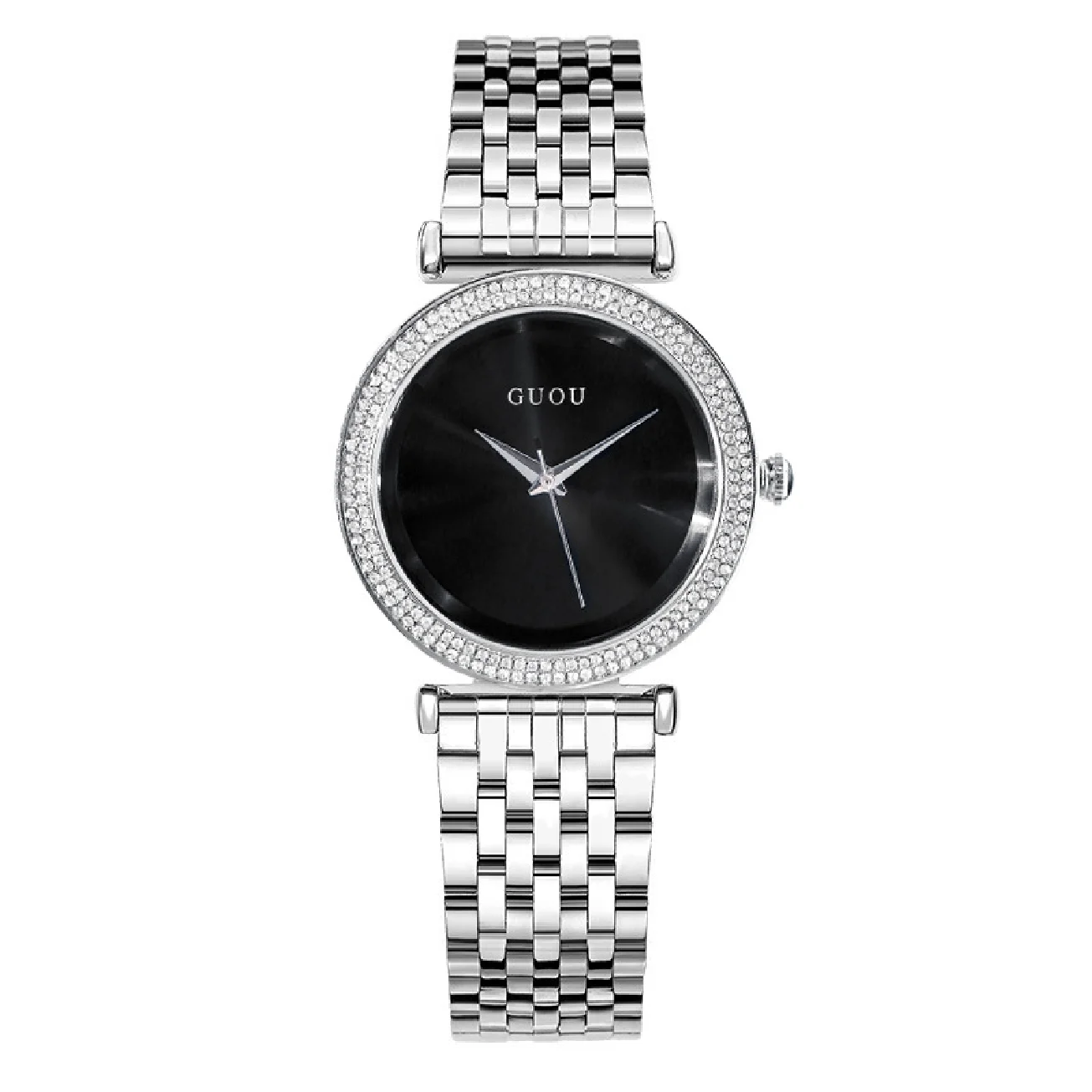 2019 Fashion Guou Top Brand Hight Quality Lady Luxury Full Silver Steel Watch Female Quartz Clock Simple Girl Gift Wrist Watches