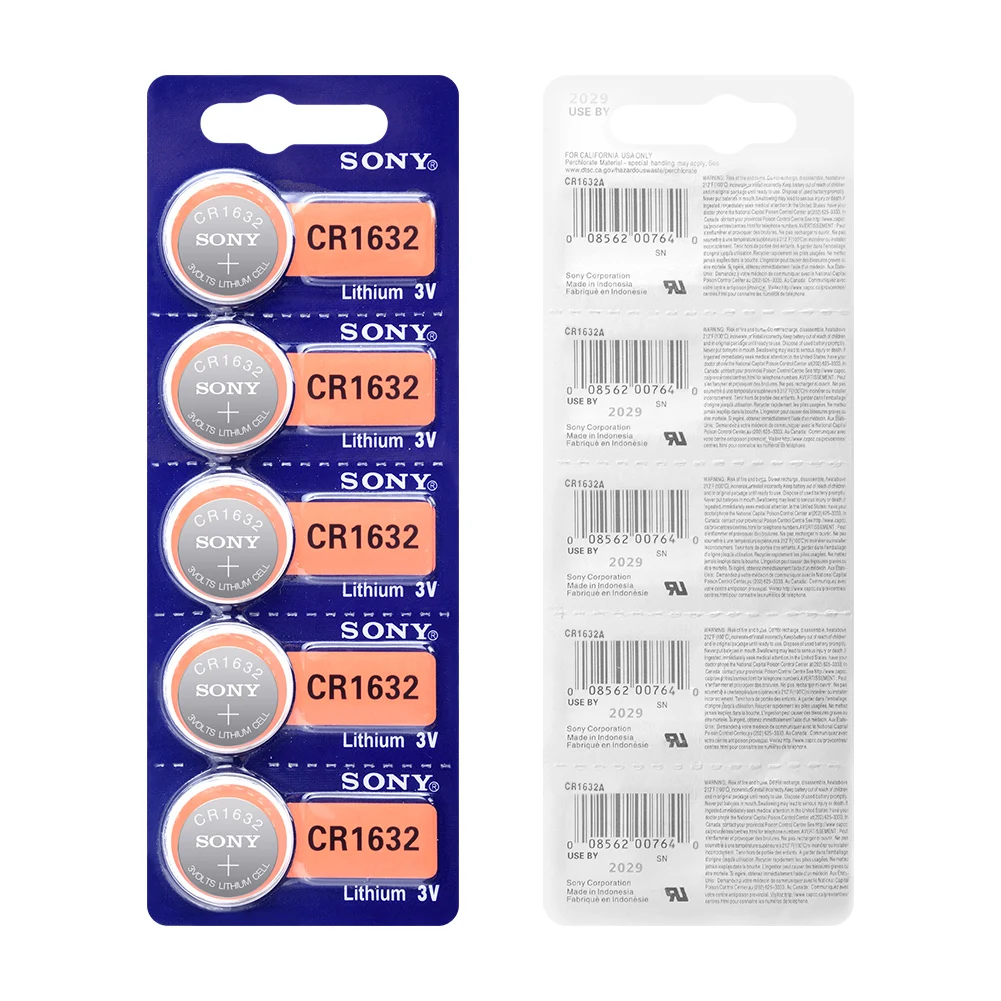 SONY 20Pcs CR1632 Button Batteries LM1632 BR1632 ECR1632 Coin Lithium Battery 3V Single Use for Remote Control Electric Alarm |