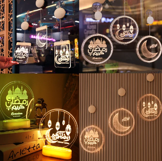 

Ramadan Firy Night Light LED Lantern Battary Powered Eid Islam Muslim Festival Decor Lamp Moon Kerosene Lamp Muslim Party Decor
