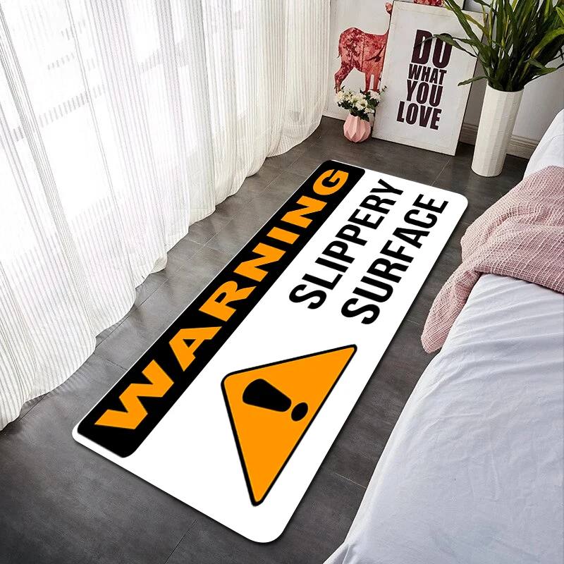 

Be Careful of Slippery Ground Floor Mat Washable Non-slip Kitchen Rug Bedroom Carpet Entrance Door Doormat Balcony Room Mats