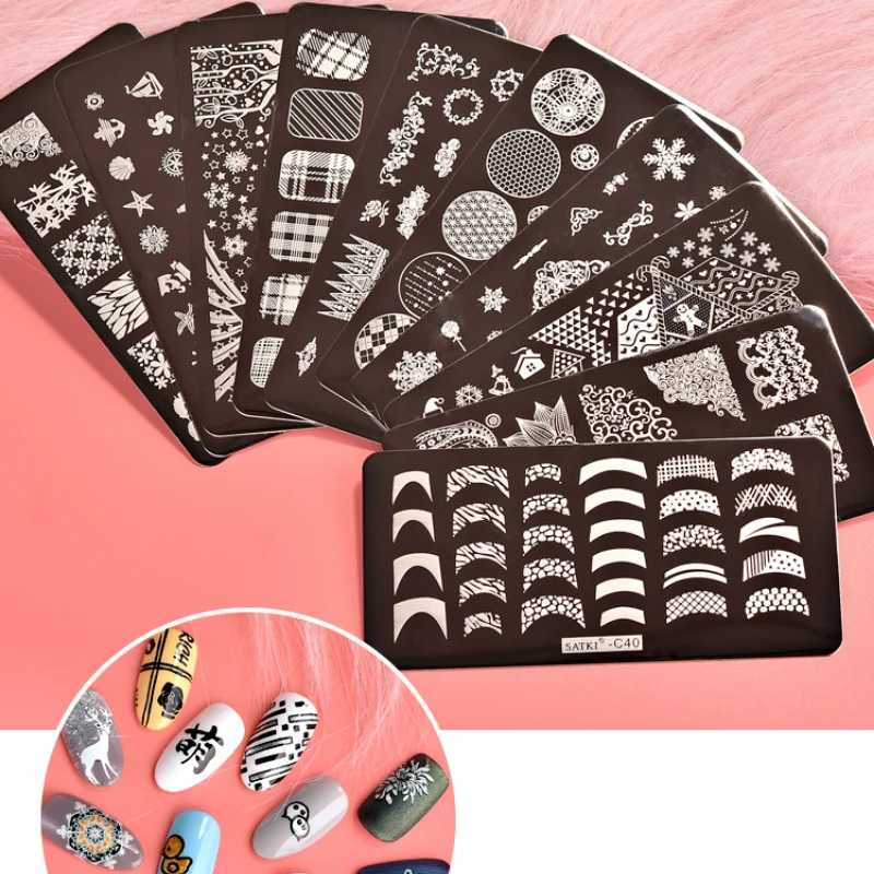 

1PC Nail Stamping Plates Nail Art Printing Seal Templates Nail Polish Glue Transfer Steel Plate DIY Floral Printing Stencil Tool