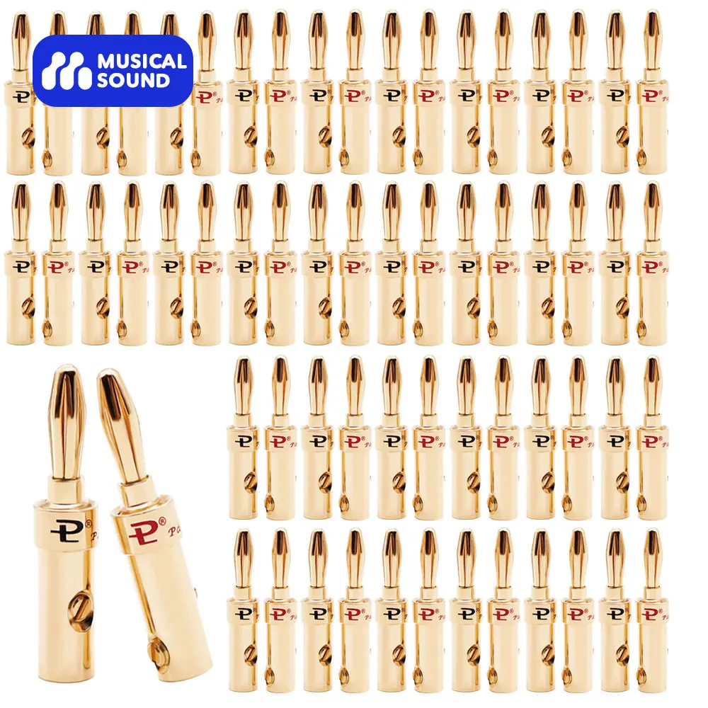 

Музыкальный звук 2/24/50 шт., штекер типа банан для динамика, аудиокабель, винт, стандартный разъем, переходник для Hifi проводов, усилителей