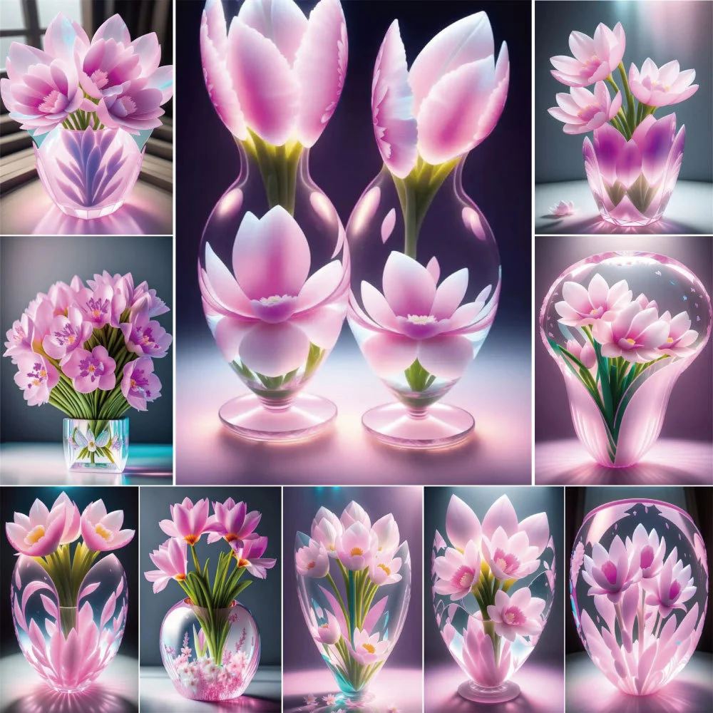 

Pink Flowers In Vase Painting By Numbers Kit Acrylic Paints 50*70 Paiting By Numbers Decorative Paintings For Kids For Drawing
