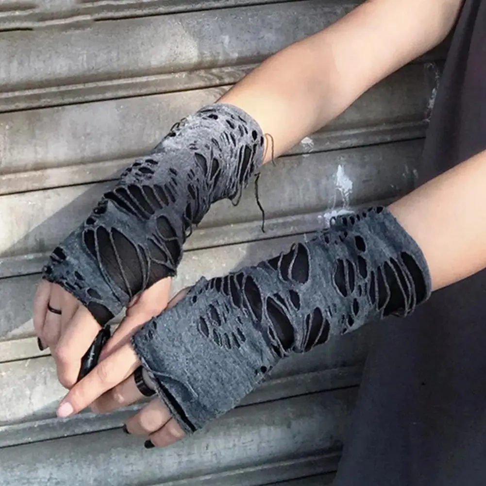 

1pair Sexy Gothic Black Fingerless Long Glove Halloween Funny Disco Punk Dance Costume Rock Jazz Gloves Cosplay Clubwear Mi L4f5
