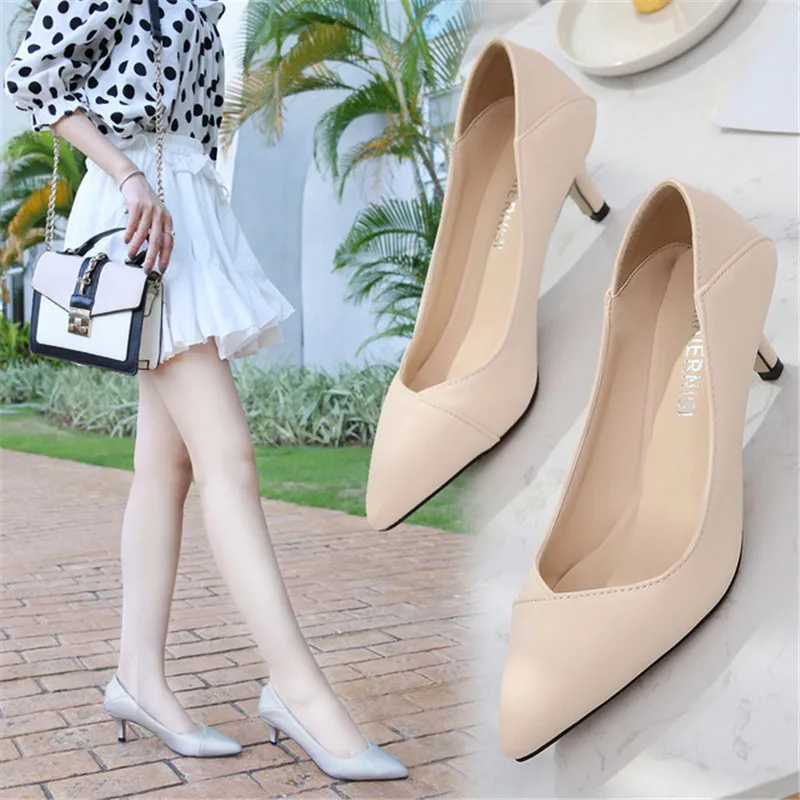 

2020 Fashion Trend Casual Women's Shoes Comfortable and Sexy Fine Pointed Mid-heel Women's Shoes Light Mature Small Fragrance