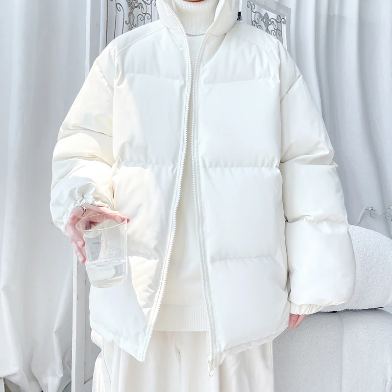 Зимняя мужская куртка теплая однотонная толстая большого размера уличная одежда