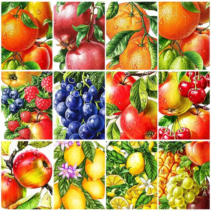 

CHENISTORY DIY Painting By Numbers Kits Fruits 60x75cm Coloring By Numbers On Canvas Frameless Digital Handpaint Draw Number