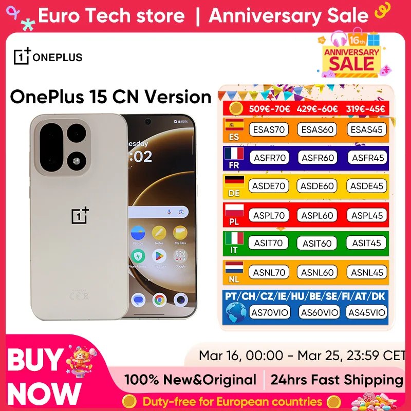 OnePlus 15 5G Smartphone Snapdragon 8 Gen 5 6.78” AMOLED 165Hz 7300mAh 120W 50MP Cámaras Triple