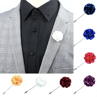 handmade mens brooches floral lapel pin for men suit long neddle fabric flower brooch pins for wedding fashion mens jewelry