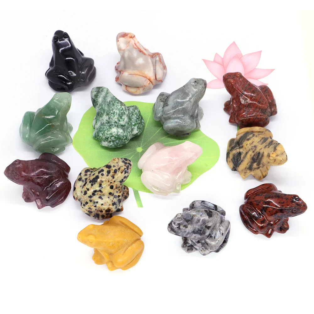 

40mm Frog Statue Ornament Healing Crystals Animal Figurines Miniatures Natural Stones Sculpture Home Garden Decor Birthday Gift