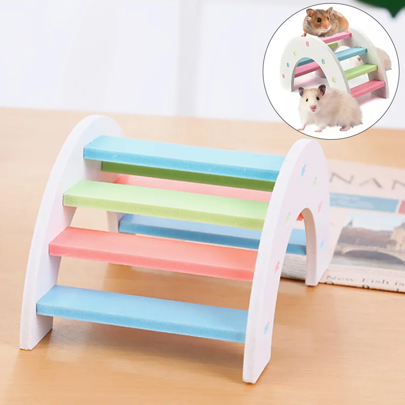 

Wood Hamster Rainbow Bridge Hamster Ladder Rainbow Bridge Chew Teeth Care Molar Hamster Toy Eco-friendly Pet Cage Accessories
