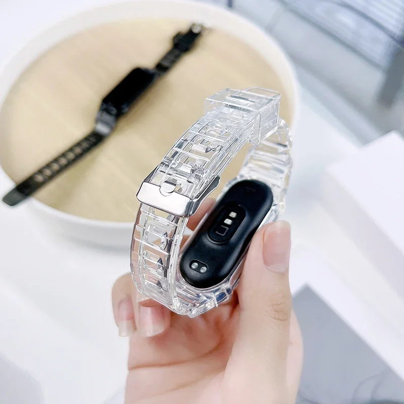 Фото Ремешок для часов Xiaomi Mi Band 7, прозрачный браслет с отверстиями для воздуха, для спортивных смарт-часов, браслет для mi band 6, 5, 4, 3, 8 №3