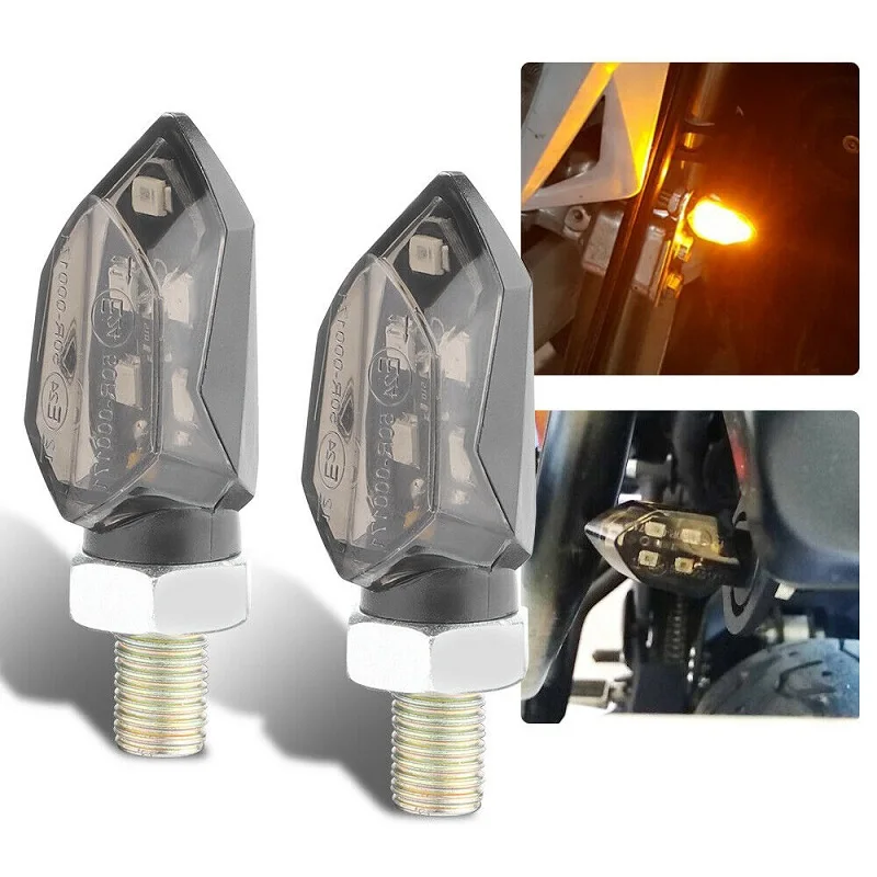

2Pcs Smoke Mini LED Motorcycle Turn Signal Indicator Blinker Light For Suzuki Yamaha Car Accessories