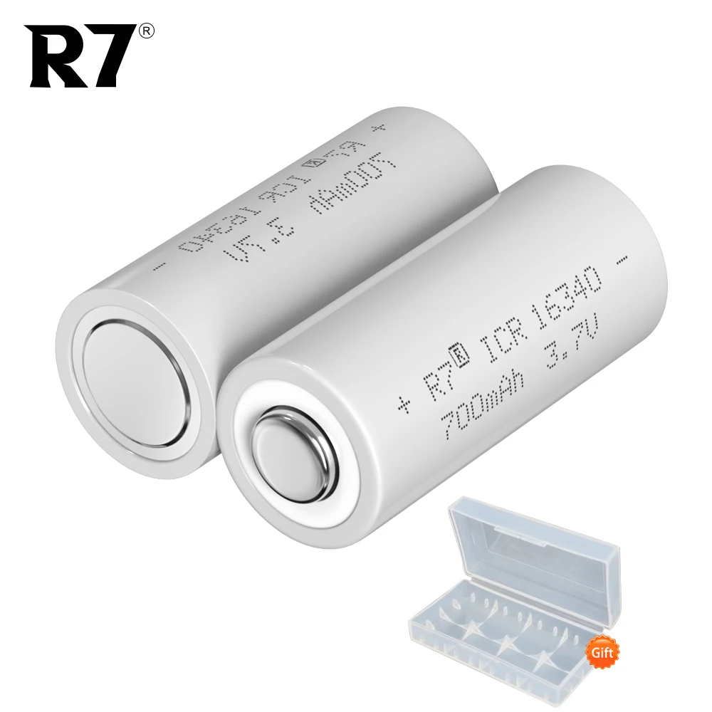 

R7 Brand CR123A Battery 700mAh 3.7V Li-ion Rechargeable RCR123 16340 Batteries For LED Flashlight 16340 16350 CR123A Battery