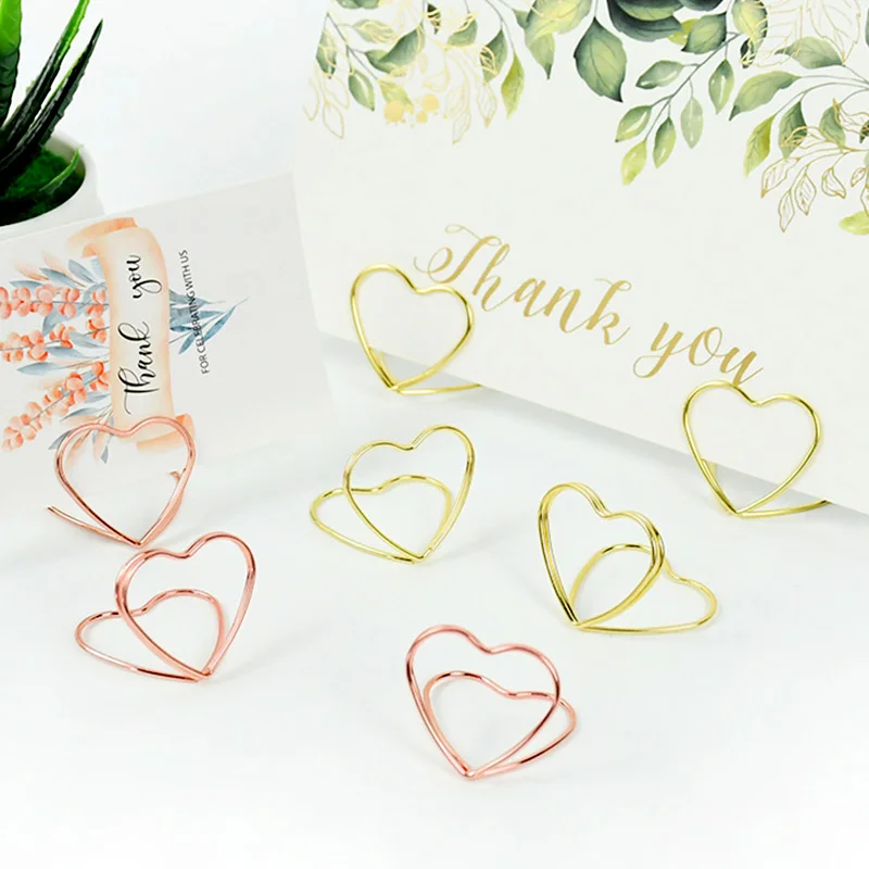 

15pcs Heart Shape Metal Card Clip Photo Holder Stand Desktop Decor for Romantic Wedding Party Table Decoration Memo Message Clip