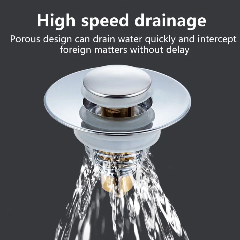 Универсальный сифон из нержавеющей стали с фильтром для сбора волос для раковины с поп-ап-механизмом, сливающего ядра, затычки для ванны, инструмента для ванной комнаты.