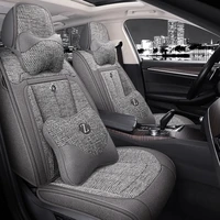 2022 universal car seat covers for 90 sedan suv durable flax linen gray summer cushion for most five seats cars