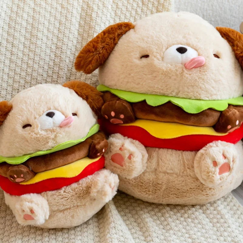 

Hamburg Dog Plush Doll pillow Cotton Soft Filling Embroidery Pillow Stuffed Lovely Cartoon Cute Toy Kawaii Children Couple Gift