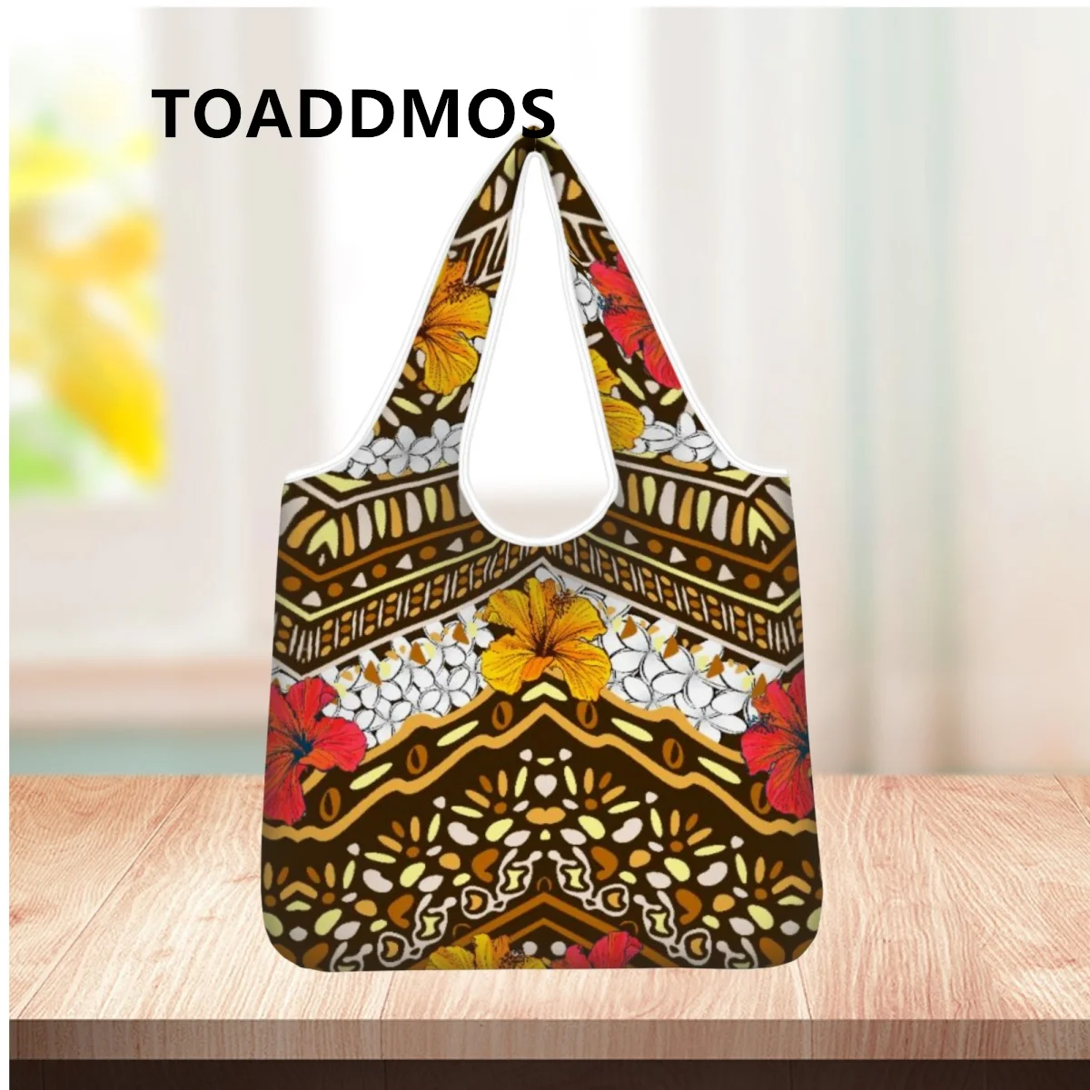 

TOADDMOS Hawaiian Polynesian Tribal Print Ladies Shoulder Bag New Eco-Friendly Supermarket Handbag Large Capacity Shopping Bag