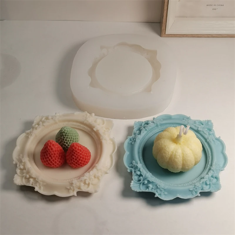 

European Retro Court Plate Silicone Molds Relief Sculpture Style Embossed Photo Frame Mold Aromatherapy Plaster Tray Mould