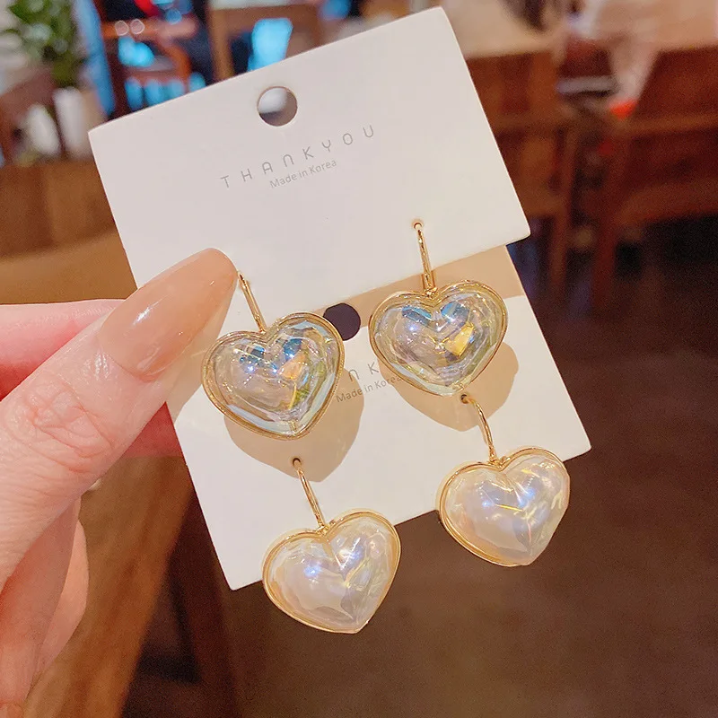 

Korean Heart Pearl Stud Earrings For Women Sweet Pearl Stud Earring Girl Party Elegant Pearl Jewelry