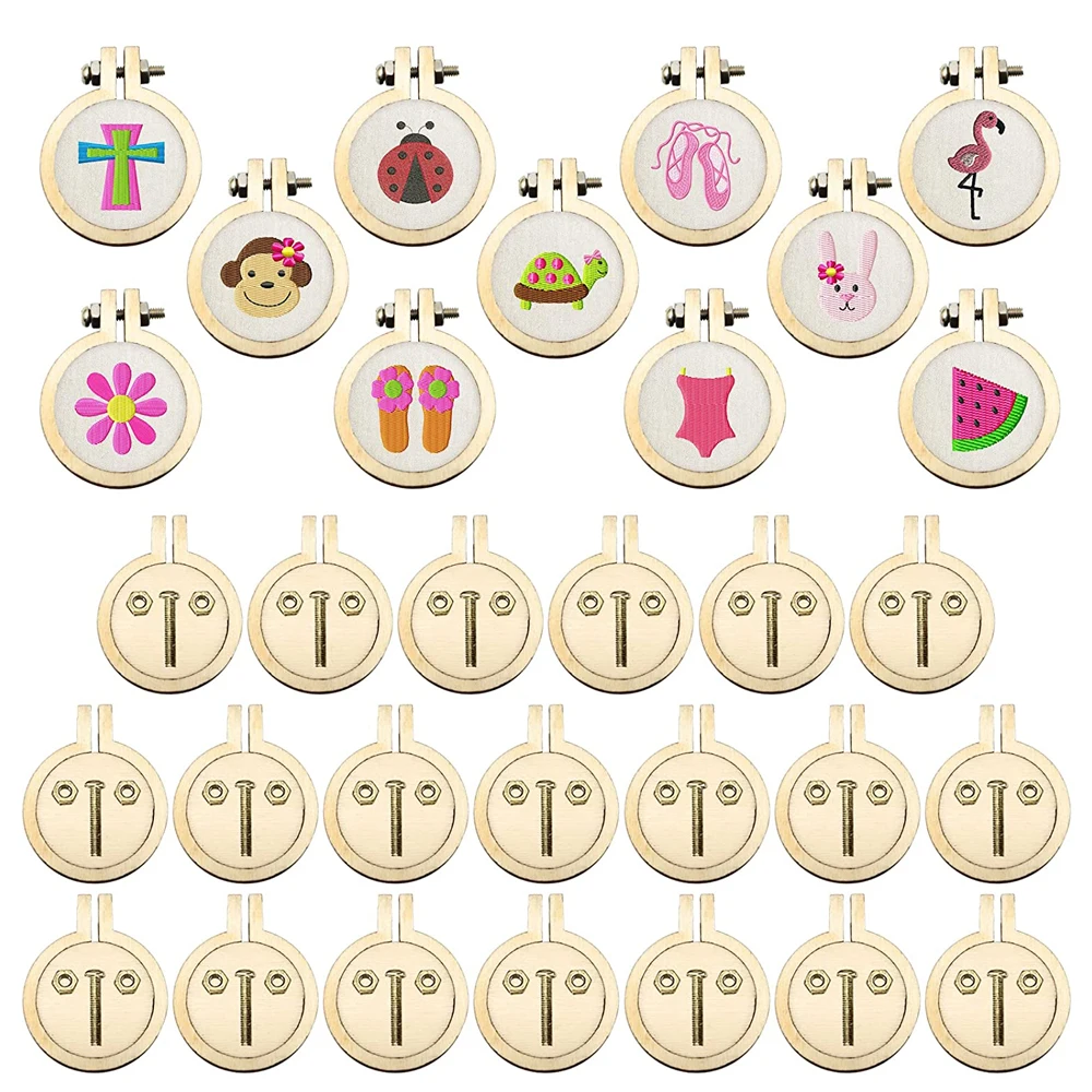 

5Pack Mini Round Wooden Embroidery Frame Circle Cross Stitch Hoop Ring for Cross Stitch Frame Handy Sewing Arts DIY Crafts Tool