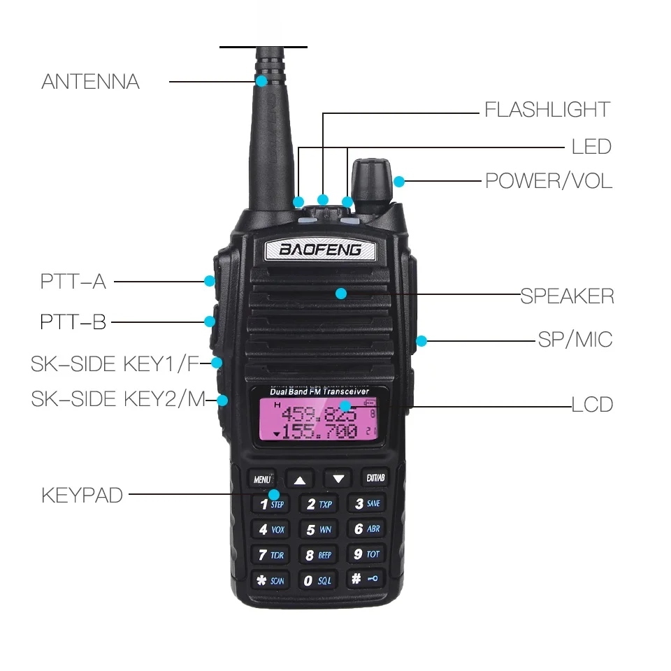 1/2pcs Baofeng uv82 8w Walkie Talkie Long Range UV-82 CB Radio Stations Dual PTT Two Way Ham Radio Scanner Transceiver for Hunt