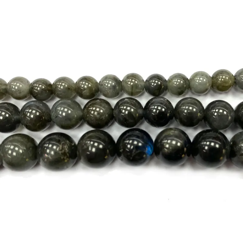 

YWROLE Round Natural Stone Beads Black Labradorite For Jewelry Making DIY Women's Bracelet Necklace Charms 6/8/10MM 15''
