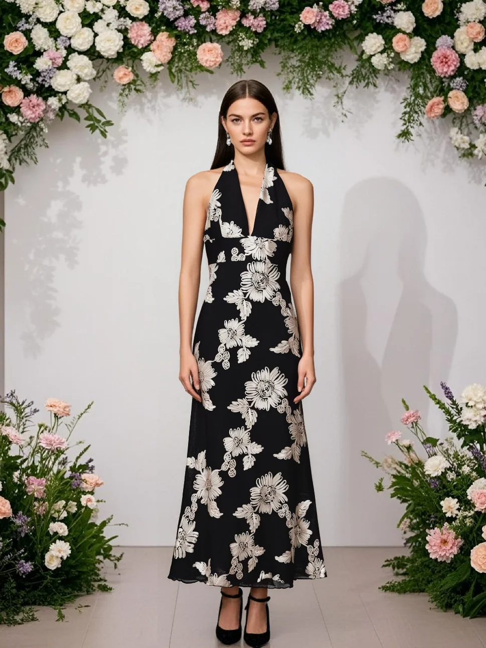 Женское платье с открытой спиной PB&ampZA детали галстука цветочная вышивка