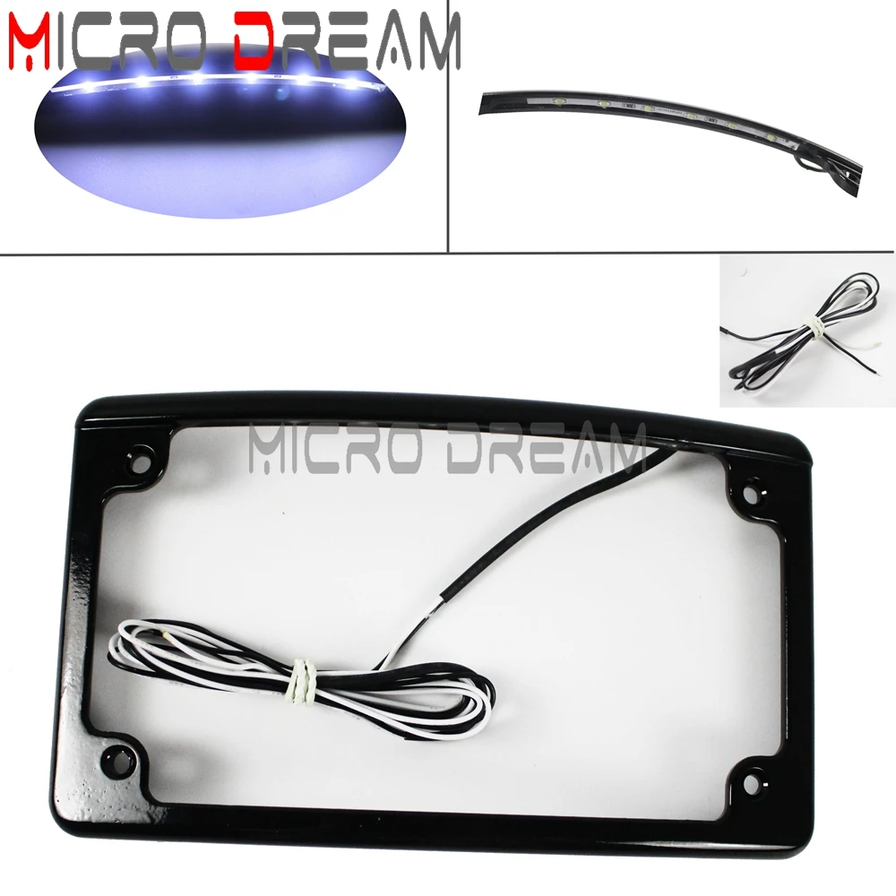 Рамка номерного знака для Harley Softail Fat Bob FXFB FXFBS 3/16-1/4 6 шт светодиодный 12 ° изогнутая