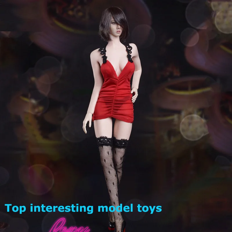 

Fire Girl Toys FG060 1/6 Sexy Package Hip Skirt Red/leopard Color Sling Dress Lace Silk Stockings for 12 Inch Action Figure Body