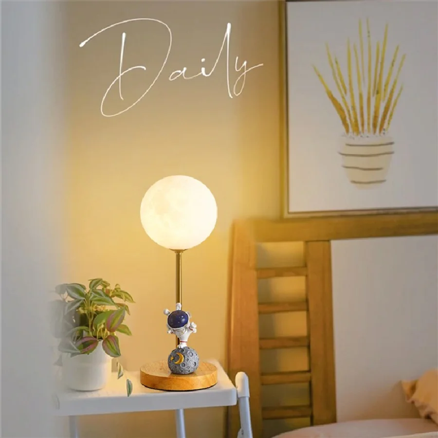 

Светильник в виде Луны с астронавтом, светодиодный ночник, светильник в виде Луны для девочек, атмосферный светильник, настольная лампа для ...