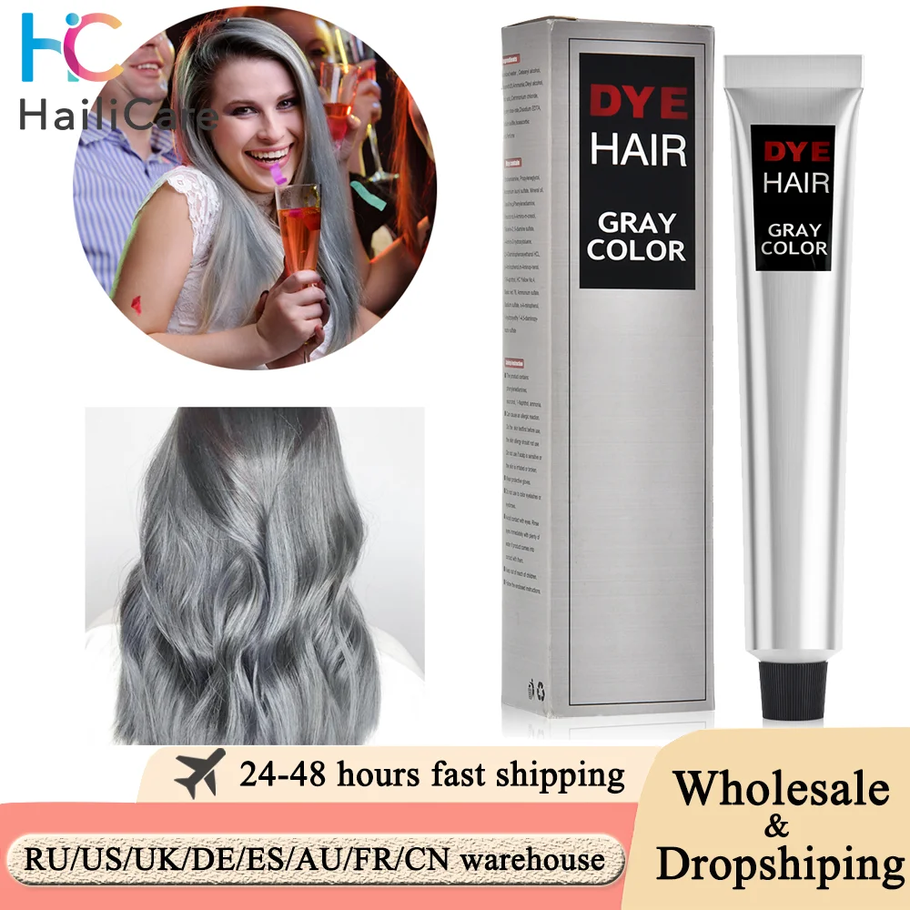 Hair Dye Cream Unisex Smoky Gray Punk Style 100ml Light Grey Silver Permanent Hair Dye Color Cream Unisex Hair Creams