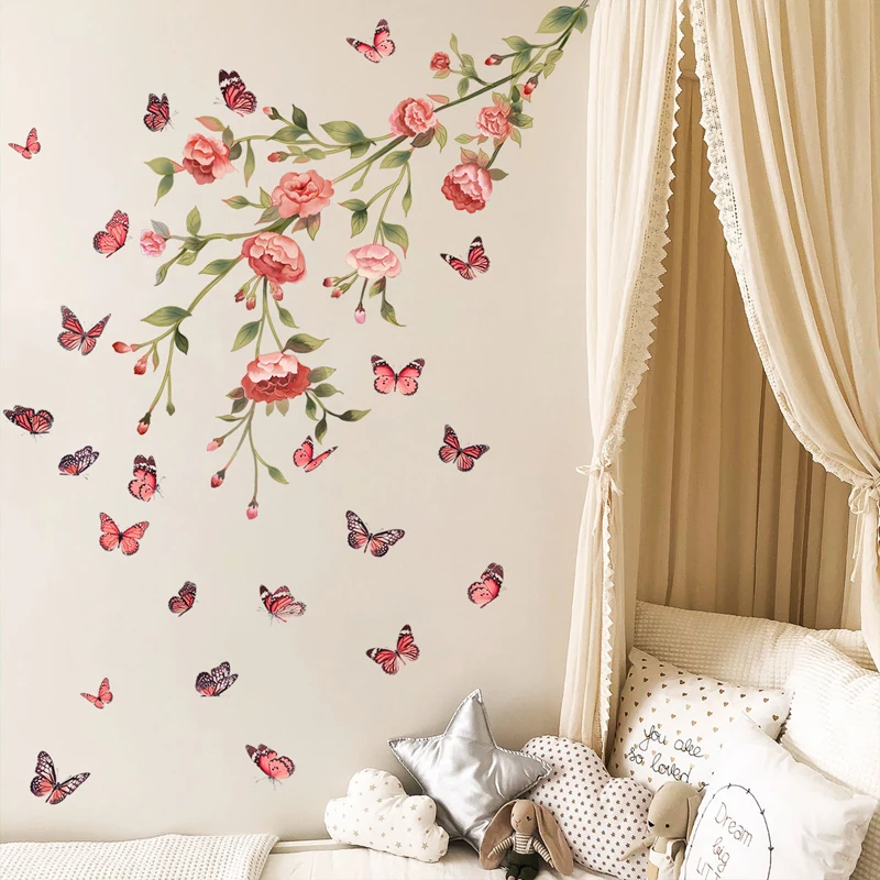 

Butterfly Flower Wall Stickers Are Easy To Apply And Have Self-Adhesive Properties Creating A Beautiful And Peaceful Atmosphere