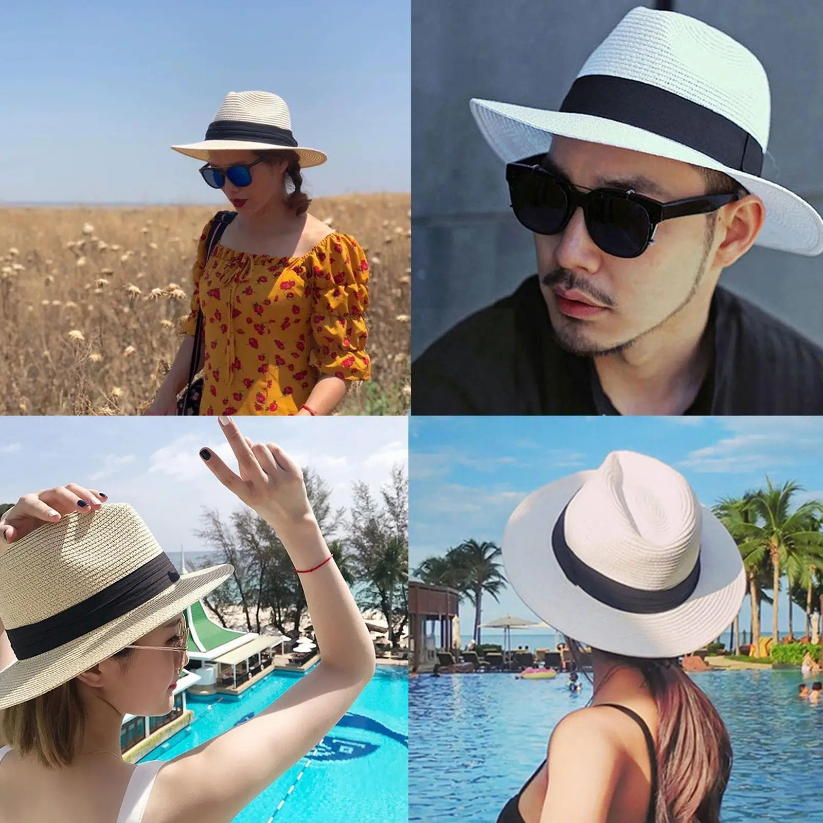 

Summer Hat Adjustable Classic Panama Hat Handmade In Ecuador Sun Hats For Women Man Beach Straw Hat For Men UV Protection C K5D9