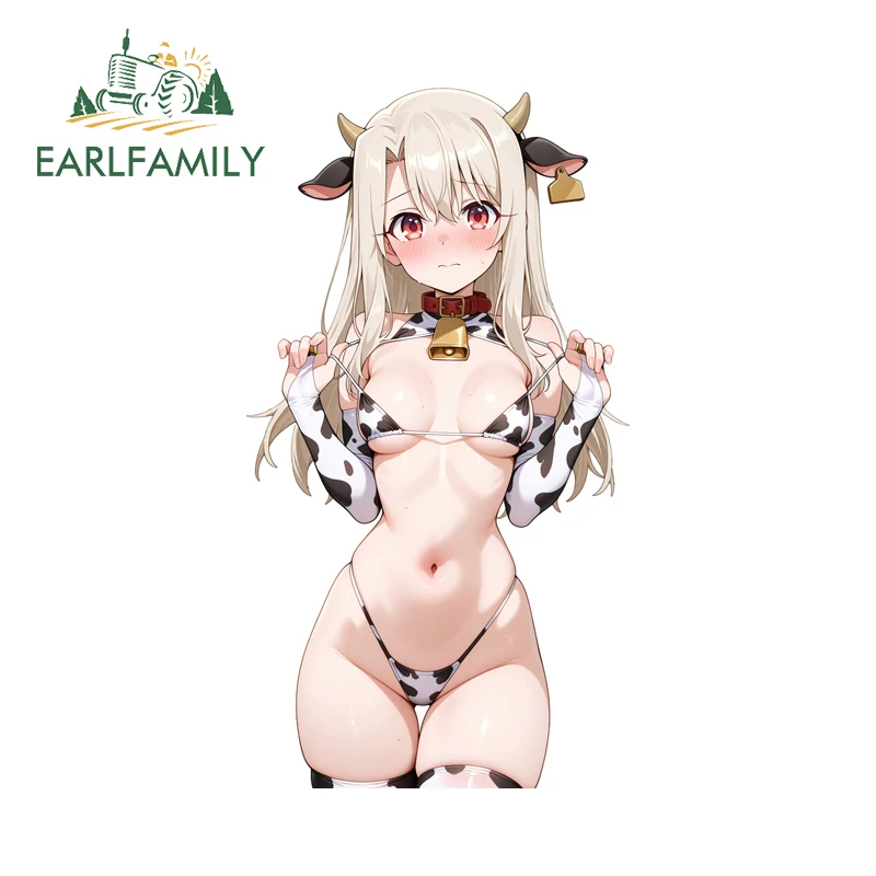 

EARLFAMILY Cow Bikini Loli автомобильные наклейки сексуальное лобовое стекло багажник автомобиля водостойкая виниловая наклейка JDM защита двери автомобиля Windows