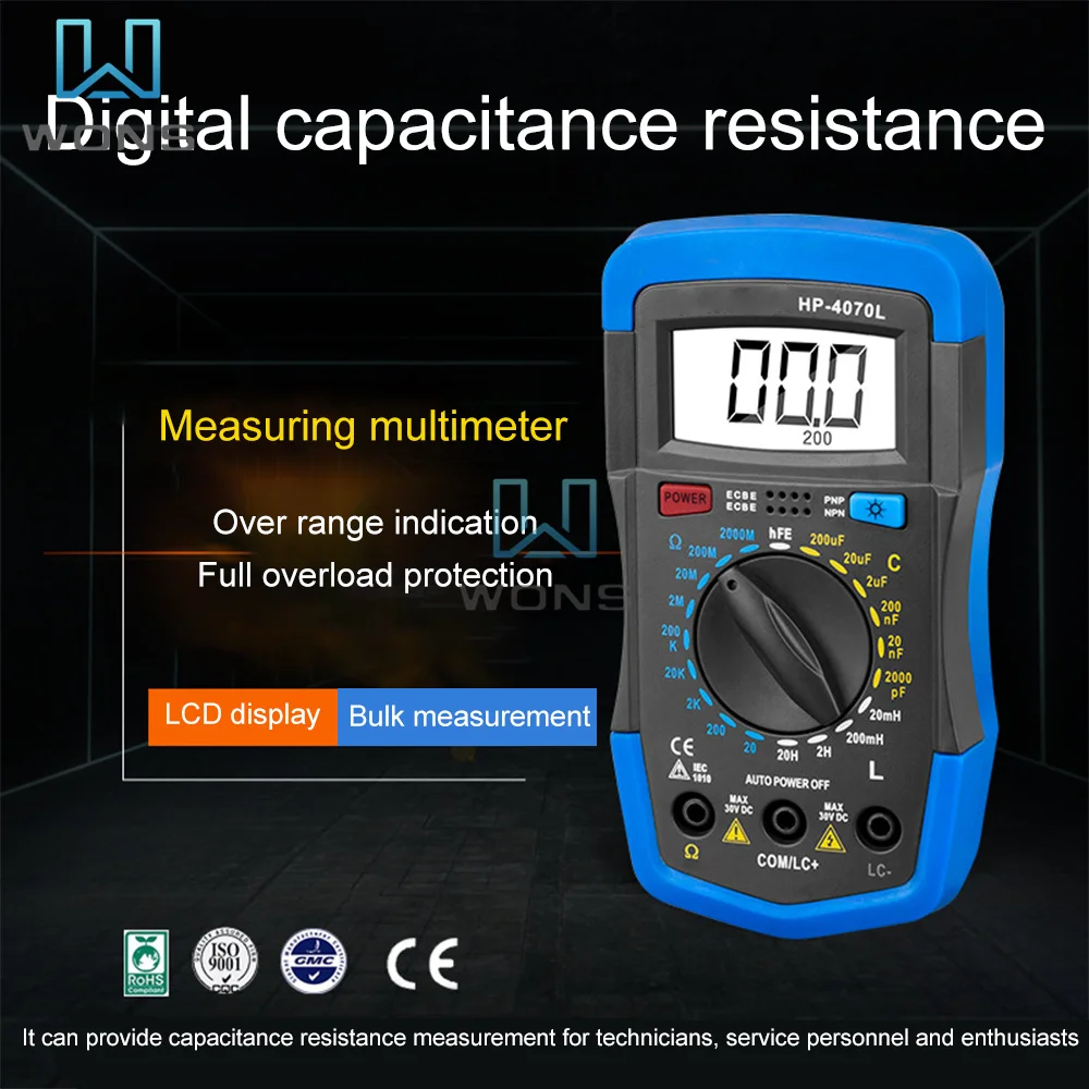 

HP-4070L Capacitance Multimeter Digital Inductance LCR Meter Diagnostic-tool with Backlight Inductance LCR Meter Repair Tool